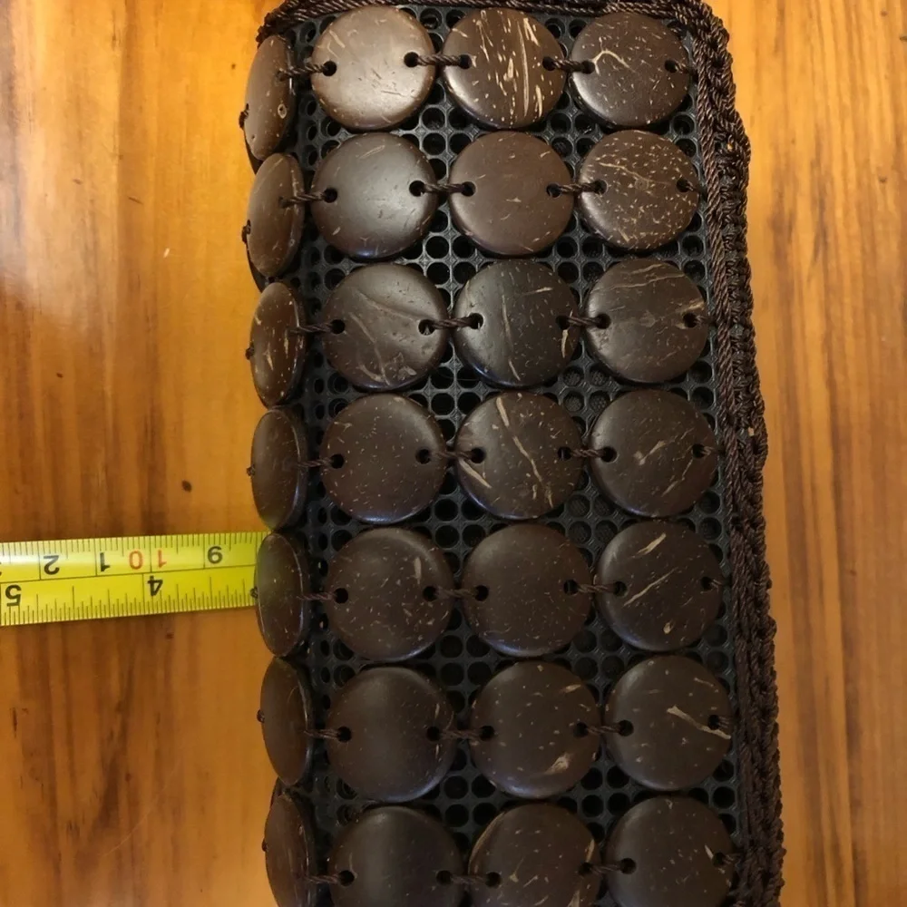 Boho Coconut Shell Handmade Crochet Wristlet Clutch Pre Owned Like New Cond.